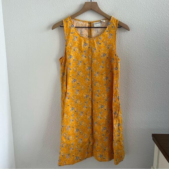 Rachel Zoe 100% Linen Yellow Floral Dress US Small - Picture 1 of 9